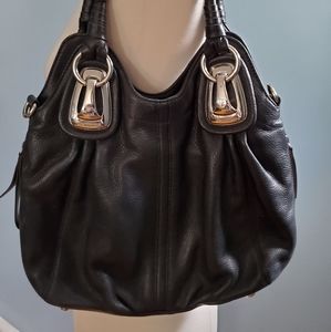 B Makowsky black leather handbag purse bag